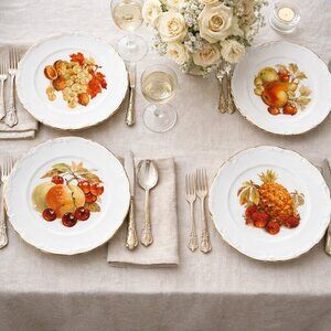 Vintage Winterling Roslau Bavaria Germany Gold Tim Set of 4 Fruit Plates